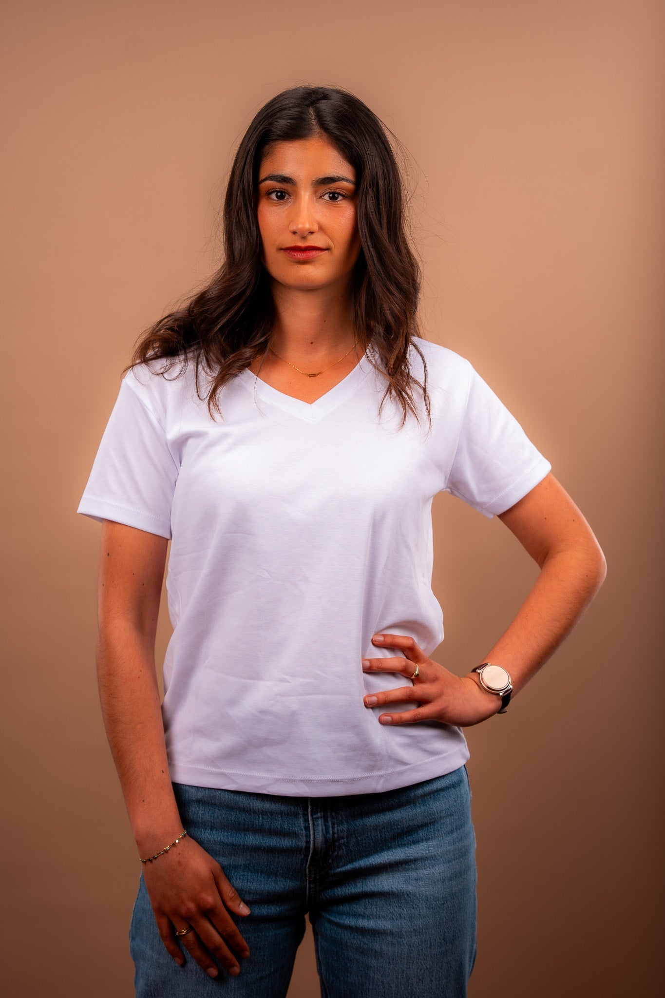 T-shirt femme col V